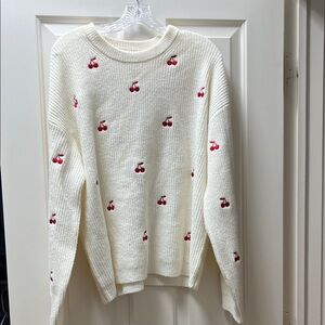 Cherries Holiday Crewneck Pullover Sweater
